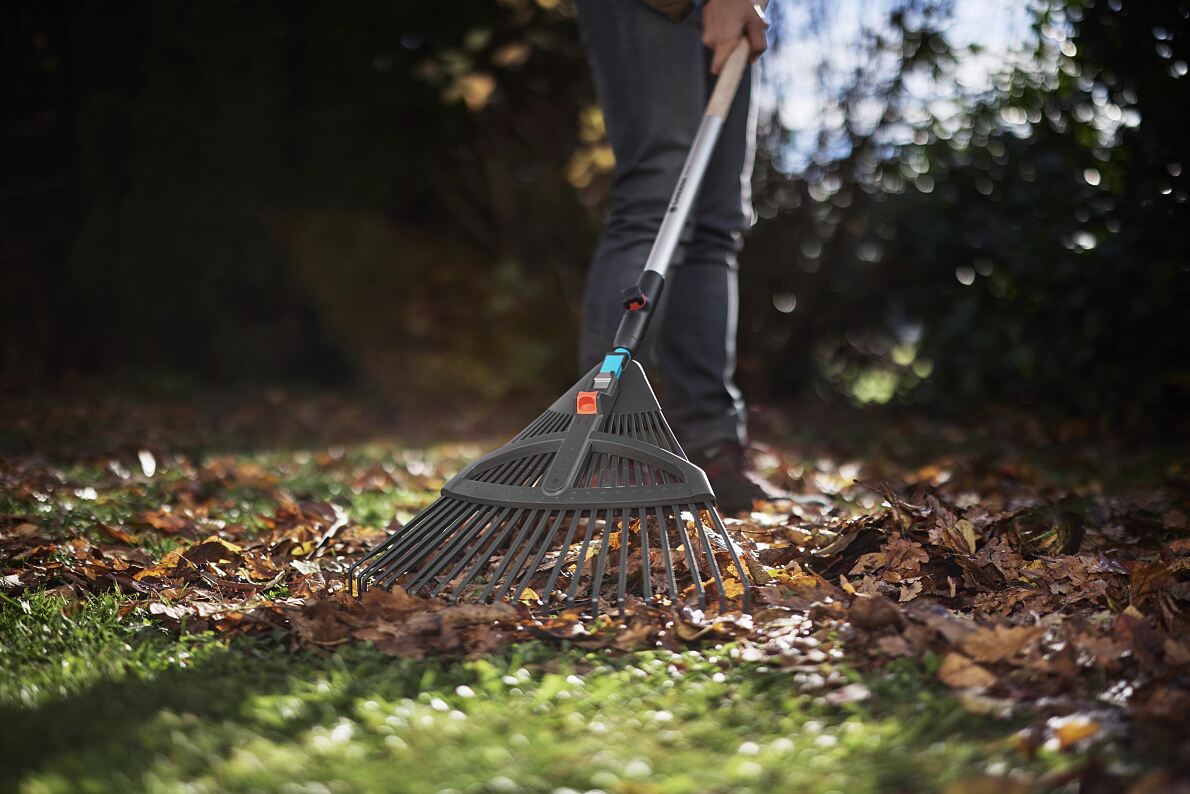 The GARDENA combisystem Plastic Adjustable Rake 