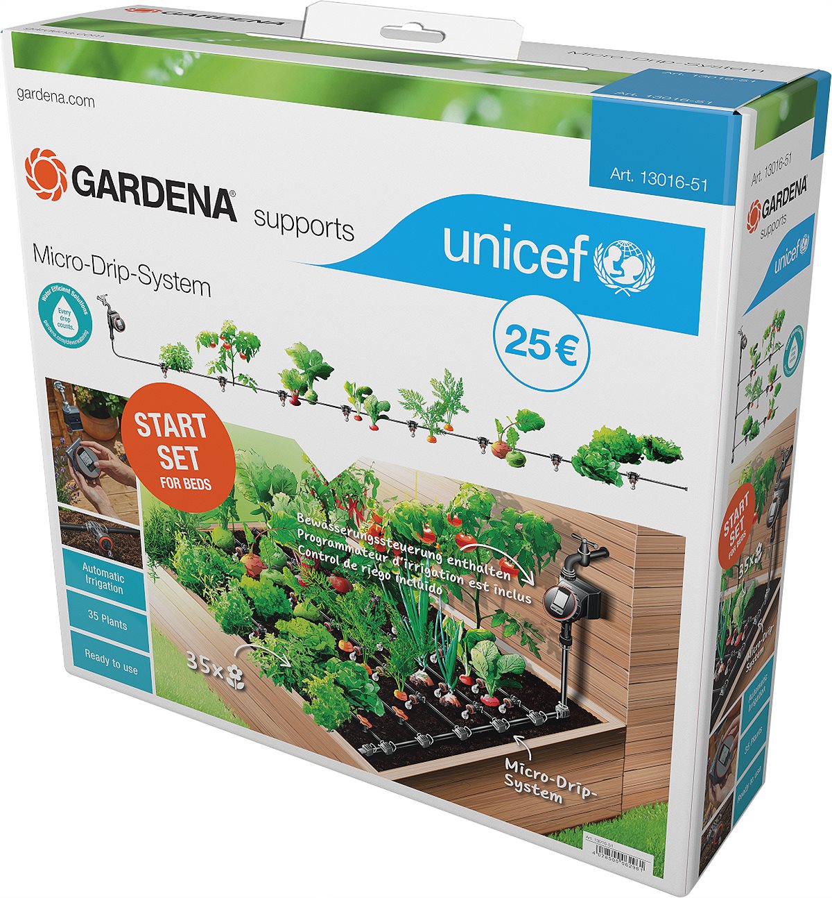 GARDENA Start Set automatic for beds and raised beds in support of UNICEF
